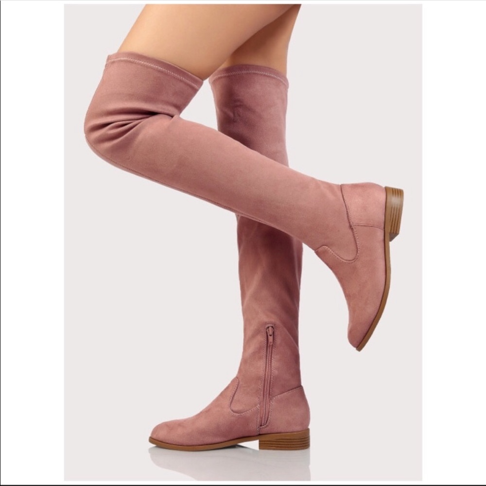 SALE!! Blush over the Knee low heel boot